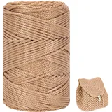 ZHANGXIAOMIN Polyester Garn 3mm X 225m,Makramee Garn 3mm,Makramee Band,Polypropylene Yarn,Geflochten Makramee Schnur Farbig,garn Zum Häkeln Für Stricken,Dekoration DIY Handwerk (Khaki)