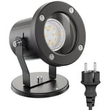 ledscom.de Außen-Strahler Fluter MIBU für außen, Edelstahl, schwarz, inkl. LED GU10 Lampe (warmweiß, 2,339W, 227lm, 110°)