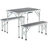 CASARIA Campingtisch Klappbar mit Bänken Grau