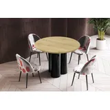 Design Esstisch Tisch HRE-111 rund Hochglanz Esszimmer 100 x 75 cm - Naturbelassen