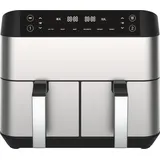 Niceey Double Airfryer - XXL - Zwei Garräume - 8,0 Liter - 2460 Watt - Inkl. Kochbuch - Silber