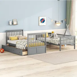 modfu Etagenbett MODFU 90 x 200 cm Kiefer grau