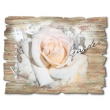 Artland Holzbild »In Buchstaben - Rose«, Blumen, (1 St.), weiß