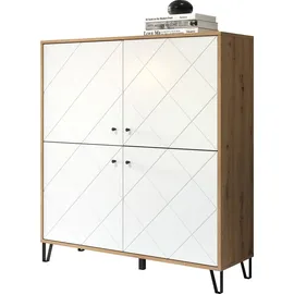 trendteam Touch Highboard 123x136x40 cm weiß