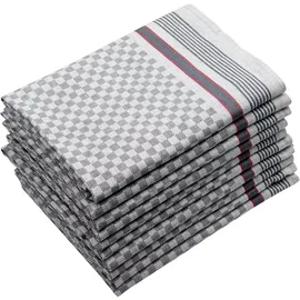 ZOLLNER 10er Set Geschirrtücher, 50x100 cm, Baumwolle, grau kariert