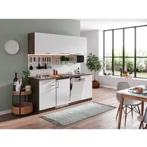 Respekta Küchenzeile Oliver 195 cm E-Geräte Glaskeramikkochfeld Mikrowelle weiß/eiche york nachbildung