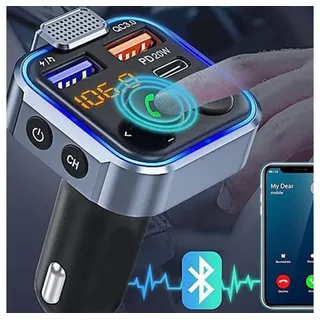 XTROBB Zigarettenanzünder-Verteiler FM Transmitter Radio Bluetooth-Sender & Ladegerät fürs Auto (Bluetooth-Sender/Ladegerät für das Auto., Bluetooth-Sender/Ladegerät fürs Auto mit USB-Anschlüssen), Freisprechanlage für Auto mit Ladefunktion. schwarz