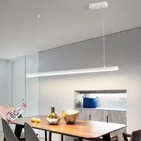 Dimmbare LED Pendelleuchte/Hängeleuchte Esstischlampe LED Esstisch Hängelampe Schwarz Pendellampe Moderne linear Design Höhenverstellbar Kronleuchter für Küche Esszimmer Leuchten (Weiß, L90CM)