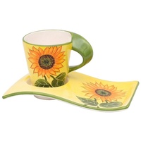 Neuetischkultur Kaffeetasse mit Unterteller, modern Sonnenblume neuetischkultur