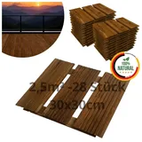 Floranica Trittsteine Holzfliese Terrassenfliese Massives Lärchenholz Balkonfliesen, 30x30 cm, Braun, 28-St., Fein Geriffelt Bodenbelag mit Drainage Balkon-Bodenbelag für Outdoor braun 30 cm x 30 cm