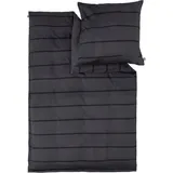 Bugatti Bettwäsche-Set anthrazit/schwarz/gestreift 155 x 220 cm + 80 x 80 cm