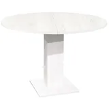 DEINE TANTE EMMA Tap/Rund_90 Esstisch RUND Küchentisch Piano Aurelio weiß Nb. ausziehbar 90 cm Durchmesser