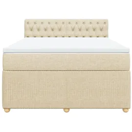 vidaXL Boxspringbett mit Matratze Creme 140x200 cm Stoff