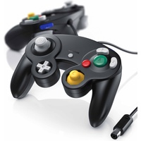 CSL 2x Nintendo Controller, Gamepad für Nintendo GameCube / Wii Vibrationseffekte / ergonomisch (Nintendo), Gaming Controller, Schwarz