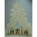 schwibbola holzkunst aus dem erzgebirge Schwibbogen mit Tanne mit Schneemann und Beleuchtung BxHxT 44x51x7cm NEU Lichterbogen Fensterbogen Spitzbogen Erzgebirge Seiffen Weihnachten Licht Holz Dekoration Beleuchtung