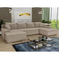 Sofnet Wohnlandschaft mit Schlaffunktion Faris U-Form - Couch, Schlafsofa mit Bettkasten, Couchgranitur mit Bettfunktion, Big Sofa, Bettsofa (Beige (Paros... - Beige