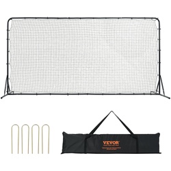 VEVOR Fußball Rebound Netze Tragbares Prellwand Fußball 366 x 121 x 183 cm, Rebounder Fußball Rückprallnetz Eisenrohr & PE-Netz Kinder & Jugendliche Verstellbar Fußballtor Rebounder Kicker Schwarz