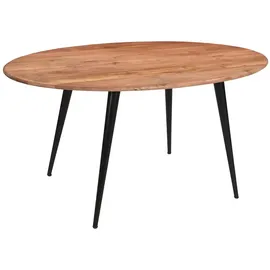 miliboo - Ovaler Esstisch aus massivem Akazienholz und Metall B160 cm Obali