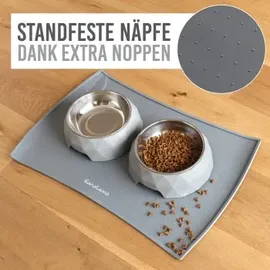 KaraLuna Napfunterlage 48 x 30 cm (Grau, Eckig) Futtermatte Katze Futterunterlage Hund Futternapf Fressnapf Hundenapf Unterlage Kaffeevollautomat Napf Matte Mat Silikonmatte