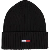 Tommy Jeans Herren Strickmütze Tjm Elongated Flag Beanie Wintermütze, Schwarz (Black), Onesize - Einheitsgröße