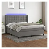 vidaXL Boxspringbett mit Matratze & LED Dunkelgrau 180x200 cm Stoff