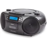 Aiwa BBTC-550BK Tragbares Radio mit CD, Bluetooth und USB, Kassettenrecorder, Schwarz