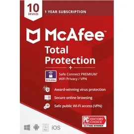 McAfee Total Protection 2025 10 Geräte 1 Jahr DE Win Android iOS