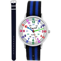 Pacific Time Kinder Armbanduhr Jungen Lernuhr 2 Wechsel Textilarmband blau schwarz-blau analog Quarz 11140