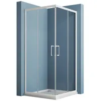 Hopibath Eckdusche Duschkabine Weiß Eckeinstieg, BxT: 90x90 cm, 5mm Sicherheitsglas, Schiebetür, 90x90, 80x80, 75x90 cm, Alurahmen, Aluprofile, 16 Türrollen weiß 90 cm x 185 cm x 90 cm