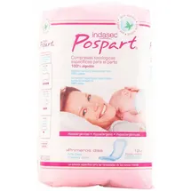 Indasec Pospart Tocological Compresses 100% Cotton 12 Einheiten 0,191 kg
