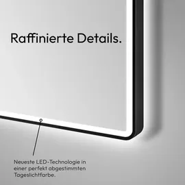 Talos LED Badspiegel Talos Black Moon 120x70 cm - Badezimmerspiegel mit Beleuchtung - feuchtwassergeeignet durch Aluminiumrahmen - Licht-Farbe Neutralweiß