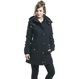 Black Premium by EMP Damen gefütterte schwarze Winterjacke mit abnehmbarer Kapuze und modischen Schulterklappen L - schwarz - L