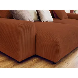 best mobilier Garance – Ecksofa beidseitig montierbar - 4-sitzer – aus Cord Terrakotta