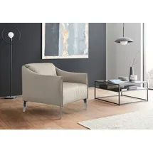 W.Schillig Cocktailsessel "sally Designsessel, Loungesessel", grau (eisgrau z59), B:84cm H:78cm T:84cm, Longlife Xtra-Leder Z59: Glattleder mit modischer Prägung. Hautstärke 0, 9 - 1, 1 mm., Sessel, Cocktailsessel, mit Metall-Winkelfüßen in Chrom glänzend