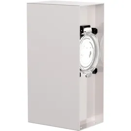 ledscom.de Garten-Steckdosensäule POMI mit Erdspieß für außen, IP44, Timer/Zeitschaltuhr, 2-Fach, Edelstahl, eckig, 23cm