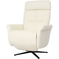 Mendler Relaxsessel HWC-L10 Leder 76 x 110 x 76 cm Creme-weiß drehbar