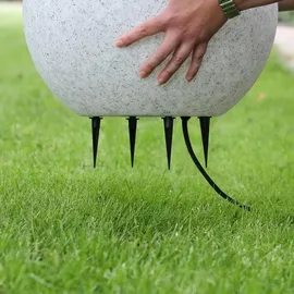 H4L Kugelleuchte Gartenlampe Kugellampe Stein Granit-Optik 2er Set 30-40cm - Grau