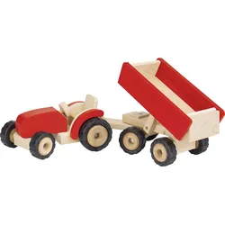 Goki Traktor rot mit Anhänger  55942
