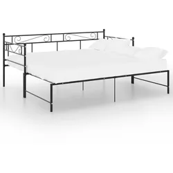 vidaXL Ausziehsofa Bettgestell Schwarz Metall 90x200 cm