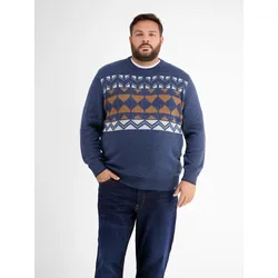 Strickpullover mit Jacquardmuster in Übergrößen - Classic Navy - 6XL
