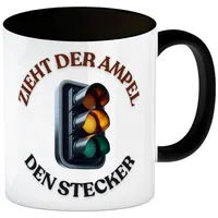 Speecheese Zieht der Ampel den Stecker Kaffeebecher in schwarz
