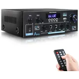 WOOPKER AK55 HiFi-Verstärker mit Bluetooth 70W x2 Mini Verstärker Heimkino Stereo Verstärker av Receiver Höhen und Bässe mit USB/RCA/MIC/FM (AK55)