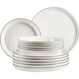 Mäser Tafelservice Sita, Schwarz, Weiß, Keramik, 12-teilig, Essen , Trinken, Geschirr, Geschirr-Sets, Tafelservice