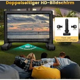 Costway Aufblasbare Beamer Leinwand, 147 Zoll, Projektor Leinwand mit Gebläse und Erdspieße, 16:9, HD, 4K, doppelseitige Projektionsleinwand für...