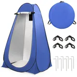 ROPODA Pop-Up Duschzelt Camping, tragbares Toilettenzelt aus 210T-Polyester mit Tragetasche, UV-Schutz, Wasserabweisend, Umkleidezelt für Strand, Picknick, Angeln, Wandern, 190 cm, Blau
