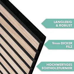 KARAT Akustikpaneel für Angenehme Raumakustik in Holzoptik 118 x 60 cm White Oak