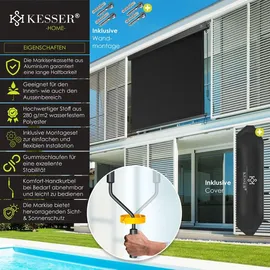 Kesser Senkrechtmarkise Außenrollo 140 x 250 cm Schwarz