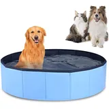 MEYAGOT Hundebadewanne, Faltbar Hunde Pool, Tragbar Eco-Friendly PVC Swimmingpool, Hundepool fur Große Kleine Hunde, Faltbar Hunde Planschbecken mit Ablassventil, 80 cm×20 cm