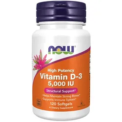 Now Foods Vitamin D-3 5,000 IU (120 Weichkapseln)