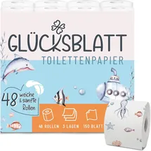 glücksblatt Toilettenpapier mit bedruckten Motiven 3-lagig 48 Rollen x 150 Blatt